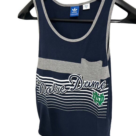 Vintage Adidas Notre Dame Fighting Irish Tank Top Shirt Size Medium Blue - Picture 2 of 6